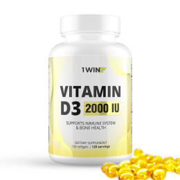 1WIN / Vitamin D3, Витамин D3 2000 ME, 120 капсул