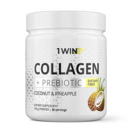 1WIN/Коллаген с пребиотическими пищевыми волокнами, Кокос-Ананас, 180 г, курс на 1 месяц