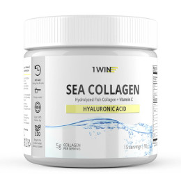 1WIN / Морской коллаген + Гиалуроновая кислота + Витамин С / Collagen, + Hyaluronic Acid + Vitamine C, Нейтральный вкус, 15 порций (90г)