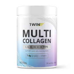 1WIN/Мульти Коллаген + Витамин С, Multi Collagen + Vitamine C, Нейтральный вкус, 240гр. 30 порций