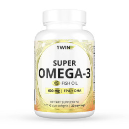 1WIN / Omega - 3 XS 600 мг , Омега - 3 жирные кислоты, 120 капсул
