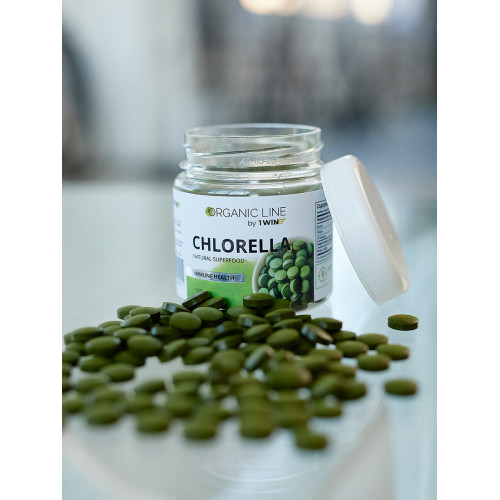 1WIN / Хлорелла органическая натуральная, Chlorella прессованная в таблетках, Суперфуд, 200 таблеток