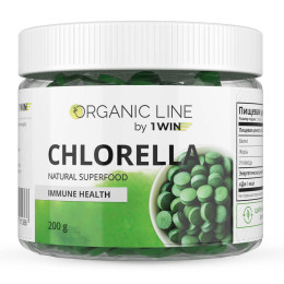 1WIN / Хлорелла органическая натуральная, Chlorella прессованная в таблетках, Суперфуд, 200 грамм
