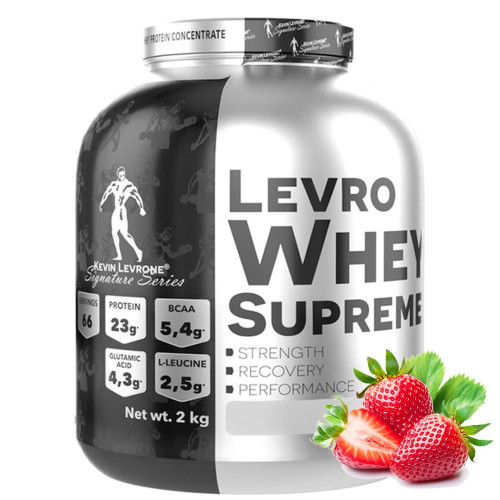 Протеин концентрат сывороточного белка Levro Whey Supreme (сывороточный протеин) 2000 грамм Kevin Levrone КЛУБНИКА