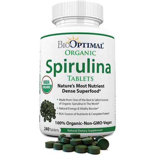 Спирулина в таблетках Spirulina 0,5mg from BioOptimal (240 таб)