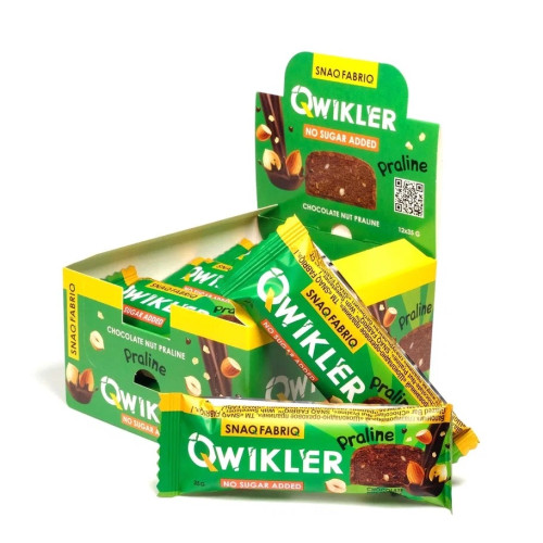Шоколадный батончик без сахара "QWIKLER" (Квиклер) - Шоколадно-ореховое пралине, 35г