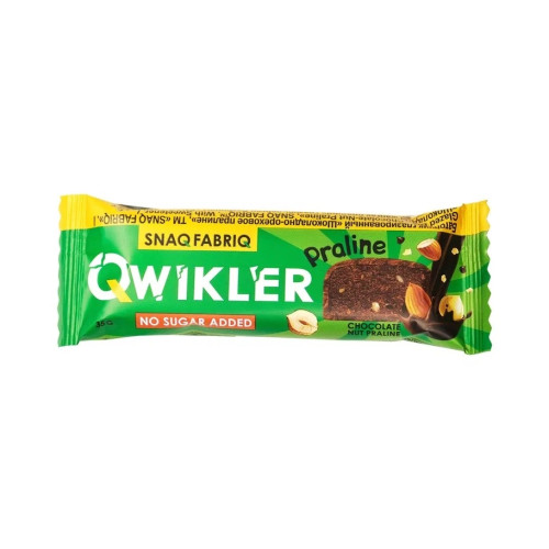 Шоколадный батончик без сахара "QWIKLER" (Квиклер) - Шоколадно-ореховое пралине, 35г