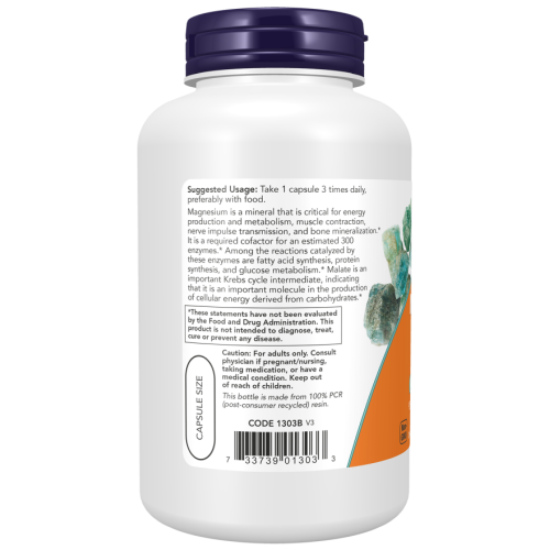 NOW Foods, Капсулы с малатом магния, 180 вегетарианских капсул