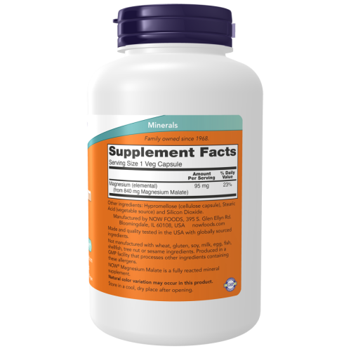 NOW Foods, Капсулы с малатом магния, 180 вегетарианских капсул