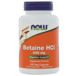 NOW Betaine HCL (Бетаин Пепсин HCL) 648 мг - 120 капсул
