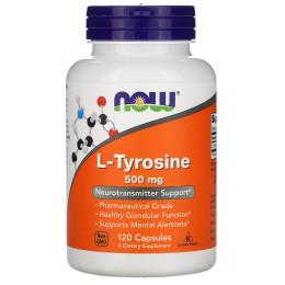 L-Tyrosine, L-Тирозин 500 мг от NOW - 120 капсул