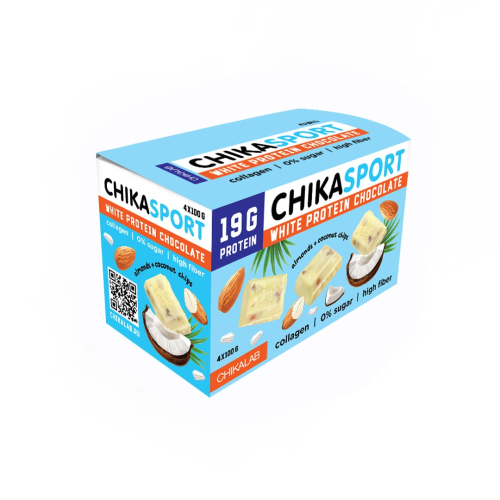 Белый шоколад с миндалем и кокосовыми чипсами , ChikaLab, 100 г