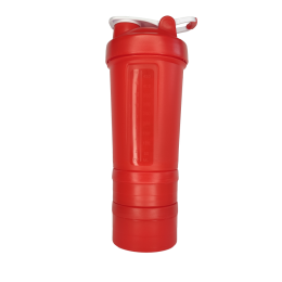 Пластиковый Шейкер 3 в 1, с контейнерами и таблетницей, красный 450 мл