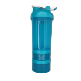 Пластиковый Шейкер 3 в 1, с контейнерами и таблетницей, синий 450 мл